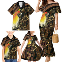 Papua New Guinea and Indonesia Batik Family Matching Mermaid Dress and Hawaiian Shirt Bird of Paradise with Tribal Batik Patterns LT03 - Polynesian Pride