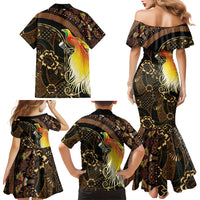 Papua New Guinea and Indonesia Batik Family Matching Mermaid Dress and Hawaiian Shirt Bird of Paradise with Tribal Batik Patterns LT03 Mom's Dress Multicolor - Polynesian Pride