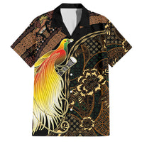 Papua New Guinea and Indonesia Batik Family Matching Off Shoulder Short Dress and Hawaiian Shirt Bird of Paradise with Tribal Batik Patterns LT03 Dad's Shirt - Short Sleeve Multicolor - Polynesian Pride
