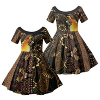 Papua New Guinea and Indonesia Batik Family Matching Tank Maxi Dress and Hawaiian Shirt Bird of Paradise with Tribal Batik Patterns LT03 Daughter's Dress Multicolor - Polynesian Pride