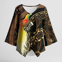 Papua New Guinea and Indonesia Batik Kimono Sleeve Blouse Bird of Paradise with Tribal Batik Patterns LT03 Female Multicolor - Polynesian Pride