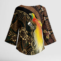 Papua New Guinea and Indonesia Batik Kimono Sleeve Blouse Bird of Paradise with Tribal Batik Patterns LT03 - Polynesian Pride