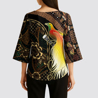 Papua New Guinea and Indonesia Batik Kimono Sleeve Blouse Bird of Paradise with Tribal Batik Patterns LT03 - Polynesian Pride