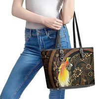 Papua New Guinea and Indonesia Batik Leather Tote Bag Bird of Paradise with Tribal Batik Patterns LT03 - Polynesian Pride