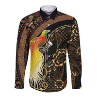Papua New Guinea and Indonesia Batik Long Sleeve Button Shirt Bird of Paradise with Tribal Batik Patterns LT03 Unisex Multicolor - Polynesian Pride