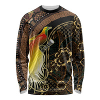 Papua New Guinea and Indonesia Batik Long Sleeve Shirt Bird of Paradise with Tribal Batik Patterns LT03 Unisex Multicolor - Polynesian Pride