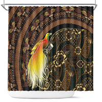 Papua New Guinea and Indonesia Batik Shower Curtain Bird of Paradise with Tribal Batik Patterns LT03 Multicolor - Polynesian Pride