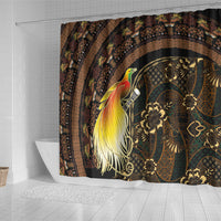 Papua New Guinea and Indonesia Batik Shower Curtain Bird of Paradise with Tribal Batik Patterns LT03 - Polynesian Pride