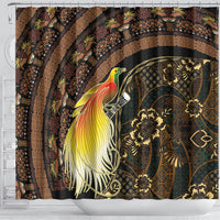 Papua New Guinea and Indonesia Batik Shower Curtain Bird of Paradise with Tribal Batik Patterns LT03 - Polynesian Pride