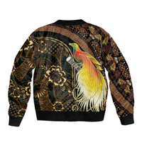 Papua New Guinea and Indonesia Batik Sleeve Zip Bomber Jacket Bird of Paradise with Tribal Batik Patterns LT03 - Polynesian Pride
