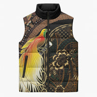 Papua New Guinea and Indonesia Batik Sleeveless Puffer Jacket Bird of Paradise with Tribal Batik Patterns LT03 Unisex Multicolor - Polynesian Pride