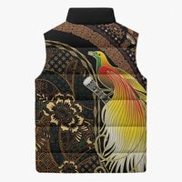 Papua New Guinea and Indonesia Batik Sleeveless Puffer Jacket Bird of Paradise with Tribal Batik Patterns LT03 - Polynesian Pride