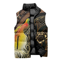Papua New Guinea and Indonesia Batik Sleeveless Puffer Jacket Bird of Paradise with Tribal Batik Patterns LT03 - Polynesian Pride