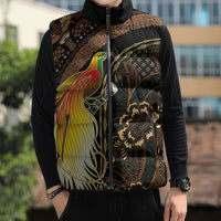 Papua New Guinea and Indonesia Batik Sleeveless Puffer Jacket Bird of Paradise with Tribal Batik Patterns LT03 - Polynesian Pride