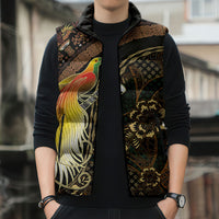 Papua New Guinea and Indonesia Batik Sleeveless Puffer Jacket Bird of Paradise with Tribal Batik Patterns LT03 - Polynesian Pride