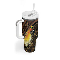 Papua New Guinea and Indonesia Batik Tumbler With Handle Bird of Paradise with Tribal Batik Patterns LT03 - Polynesian Pride