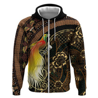Papua New Guinea and Indonesia Batik Zip Hoodie Bird of Paradise with Tribal Batik Patterns LT03 Zip Hoodie Multicolor - Polynesian Pride