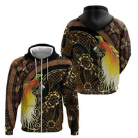 Papua New Guinea and Indonesia Batik Zip Hoodie Bird of Paradise with Tribal Batik Patterns LT03 - Polynesian Pride