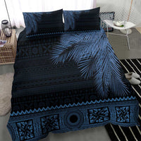 Fiji Palm Leaves Bedding Set Masi and Tapa Tribal Pattern Blue Color LT03 - Polynesian Pride