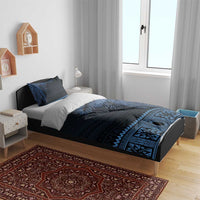 Fiji Palm Leaves Bedding Set Masi and Tapa Tribal Pattern Blue Color LT03 - Polynesian Pride