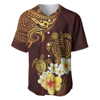 Polynesian Turtle Baseball Jersey Plumeria Hibiscus Pattern Oxblood LT03 Oxblood - Polynesian Pride