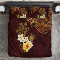 Polynesian Turtle Bedding Set Plumeria Hibiscus Pattern Oxblood LT03 Oxblood - Polynesian Pride