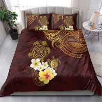 Polynesian Turtle Bedding Set Plumeria Hibiscus Pattern Oxblood LT03 - Polynesian Pride