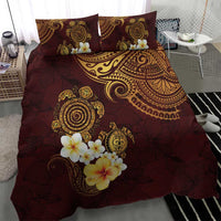 Polynesian Turtle Bedding Set Plumeria Hibiscus Pattern Oxblood LT03 - Polynesian Pride