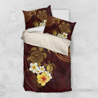 Polynesian Turtle Bedding Set Plumeria Hibiscus Pattern Oxblood LT03 US Twin 172cm x 218cm Oxblood - Polynesian Pride