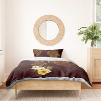 Polynesian Turtle Bedding Set Plumeria Hibiscus Pattern Oxblood LT03 - Polynesian Pride