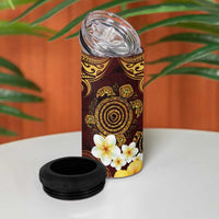 Polynesian Turtle 4 in 1 Can Cooler Tumbler Plumeria Hibiscus Pattern Oxblood