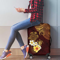 Polynesian Turtle Luggage Cover Plumeria Hibiscus Pattern Oxblood LT03 - Polynesian Pride