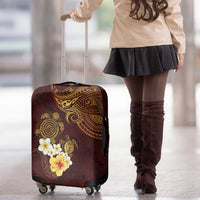 Polynesian Turtle Luggage Cover Plumeria Hibiscus Pattern Oxblood LT03 - Polynesian Pride