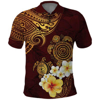 Polynesian Turtle Polo Shirt Plumeria Hibiscus Pattern Oxblood LT03 Oxblood - Polynesian Pride