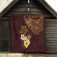 Polynesian Turtle Quilt Plumeria Hibiscus Pattern Oxblood LT03 - Polynesian Pride