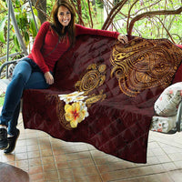 Polynesian Turtle Quilt Plumeria Hibiscus Pattern Oxblood LT03 - Polynesian Pride