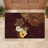 Polynesian Turtle Rubber Doormat Plumeria Hibiscus Pattern Oxblood LT03 Oxblood - Polynesian Pride