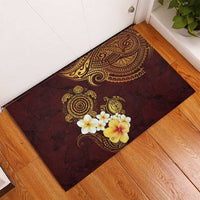 Polynesian Turtle Rubber Doormat Plumeria Hibiscus Pattern Oxblood LT03 - Polynesian Pride