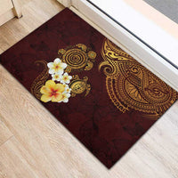 Polynesian Turtle Rubber Doormat Plumeria Hibiscus Pattern Oxblood LT03 - Polynesian Pride