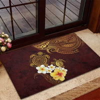 Polynesian Turtle Rubber Doormat Plumeria Hibiscus Pattern Oxblood LT03 - Polynesian Pride