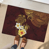 Polynesian Turtle Rubber Doormat Plumeria Hibiscus Pattern Oxblood LT03 - Polynesian Pride