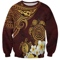Polynesian Turtle Sweatshirt Plumeria Hibiscus Pattern Oxblood LT03 Unisex Oxblood - Polynesian Pride