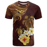 Polynesian Turtle T Shirt Plumeria Hibiscus Pattern Oxblood LT03 Oxblood - Polynesian Pride