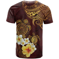 Polynesian Turtle T Shirt Plumeria Hibiscus Pattern Oxblood LT03 - Polynesian Pride