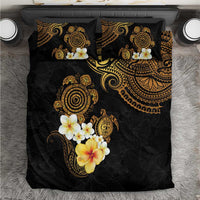 Polynesian Turtle Bedding Set Plumeria Hibiscus Pattern Black Color LT03 Black - Polynesian Pride