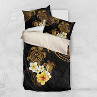 Polynesian Turtle Bedding Set Plumeria Hibiscus Pattern Black Color LT03 US Twin 172cm x 218cm Black - Polynesian Pride