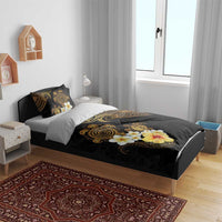 Polynesian Turtle Bedding Set Plumeria Hibiscus Pattern Black Color LT03 - Polynesian Pride