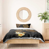 Polynesian Turtle Bedding Set Plumeria Hibiscus Pattern Black Color LT03 - Polynesian Pride