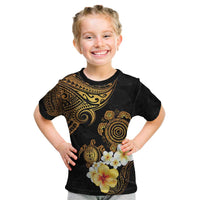 Polynesian Turtle Kid T Shirt Plumeria Hibiscus Pattern Black Color LT03 Black - Polynesian Pride