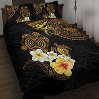 Polynesian Turtle Quilt Bed Set Plumeria Hibiscus Pattern Black Color LT03 Black - Polynesian Pride